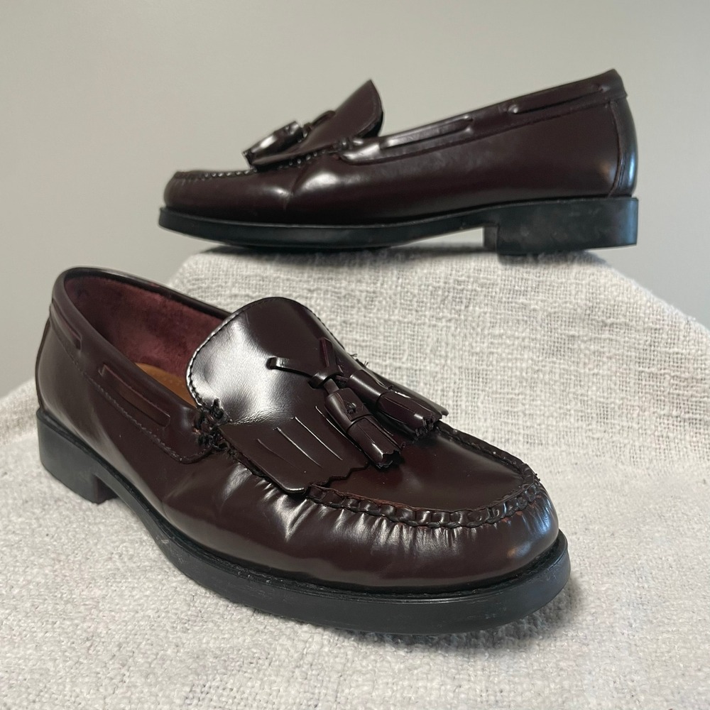 GH Bass Weejuns Marietta II Burgundy Leather Tassel Kiltie Loafers Womens 8 W